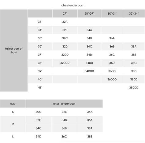 ck bra size chart